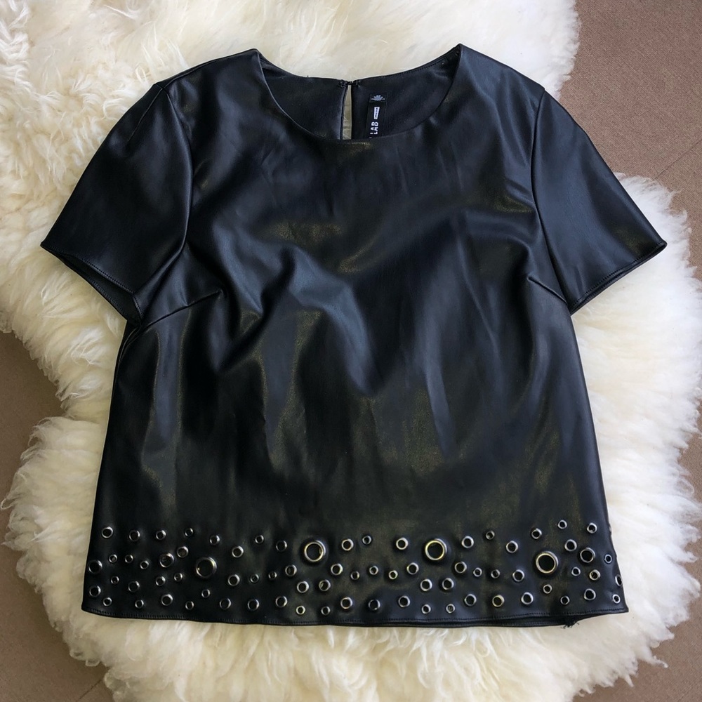 DESIGN LAB faux leather top.
